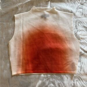 Hanifa Kalia Crop Top - Gradient Sleeveless Top - Cream and Red